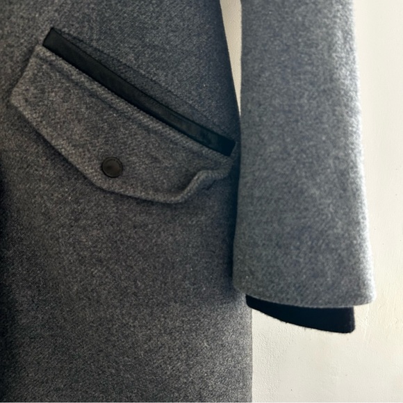 Andrew Marc Graphite Gray Wool Fox Fur Leather Trim Hooded Lined Peacoat Size 4 - Picture 6 of 12